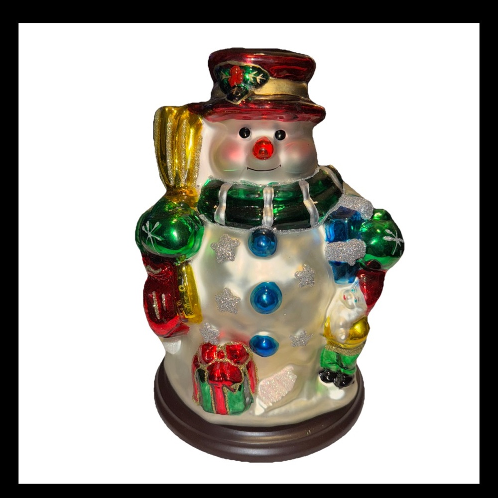 Holiday Snowman Blow Glass 9’ Decoration With COA